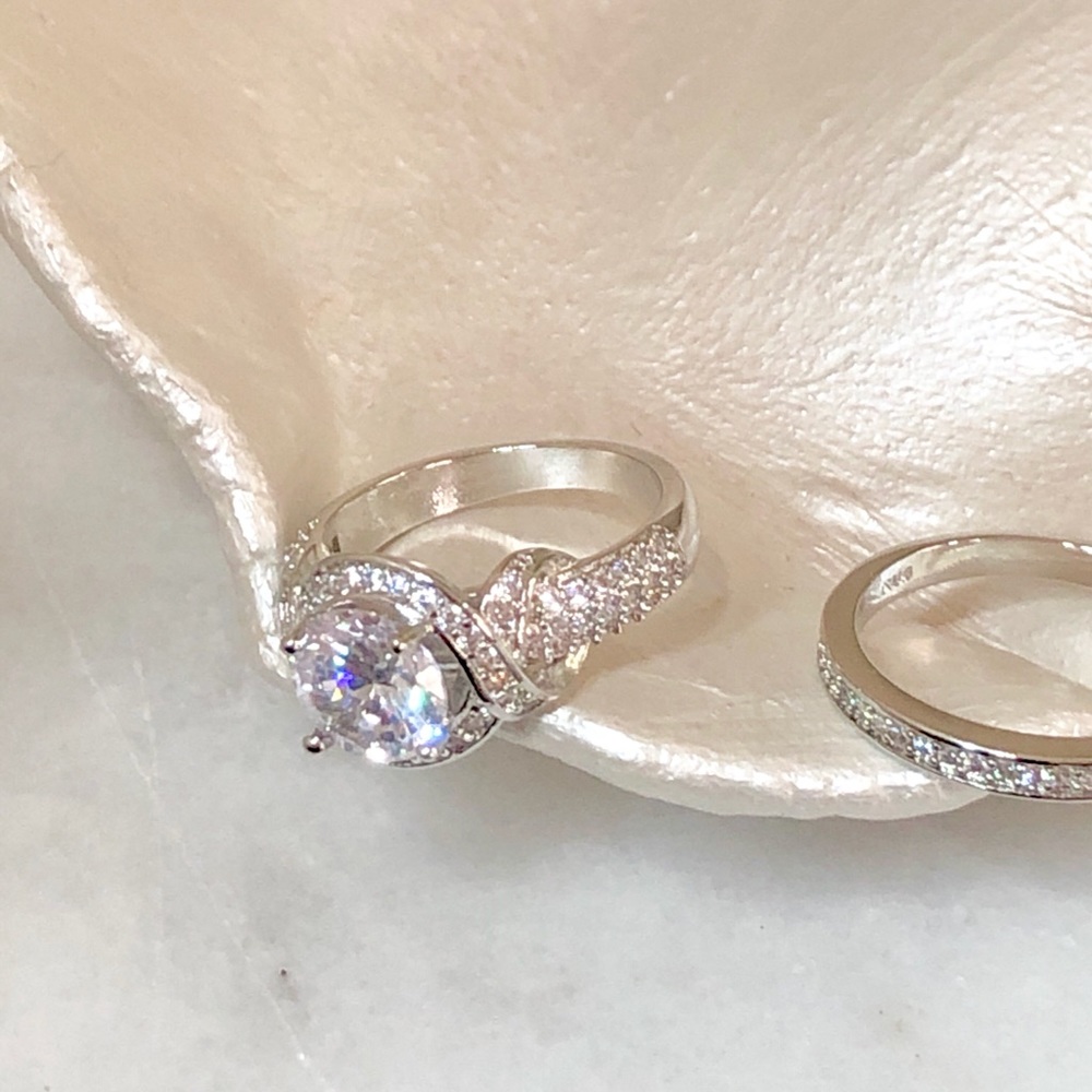 .925 Sterling Silver Engagement Wedding Rings 6.5 - Picture 10 of 10